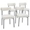 White Nordic Dining Chairs Set Metal Frame Teddy Plush Cushioned Seats